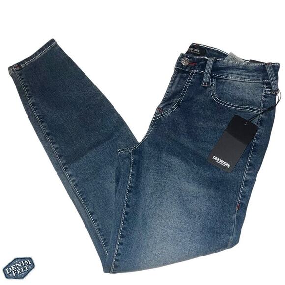 True Religion Women’s JENNIE MID RISE FLAP SKINNY Blue Denim JEAN | NEW/NWT!! - Picture 2 of 16